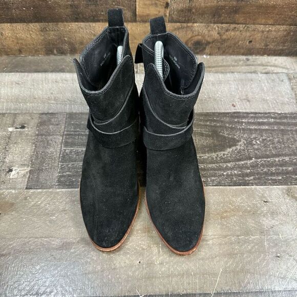 Kate Spade NY Women’s Size 6 Polly Cow Suede Strap Bootie Black Ankle Boots - Picture 3 of 9